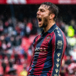Losada celebra el gol en el Pizjuán