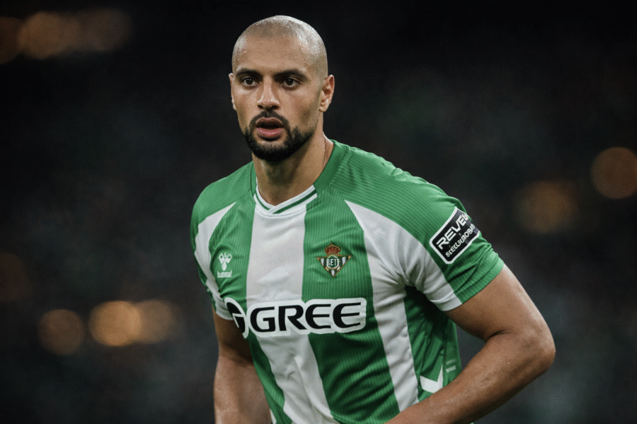Amrabat durante un partido con el Betis
