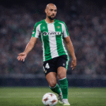 Amrabat durante un partido con el Betis