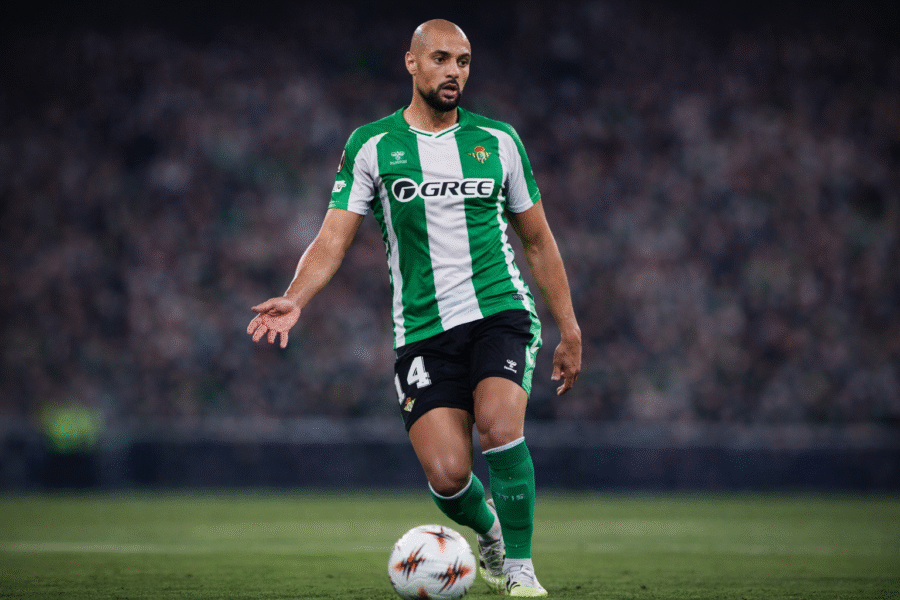 Amrabat durante un partido con el Betis
