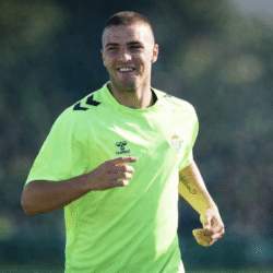 Pablo García, durante un entrenamiento con Betis