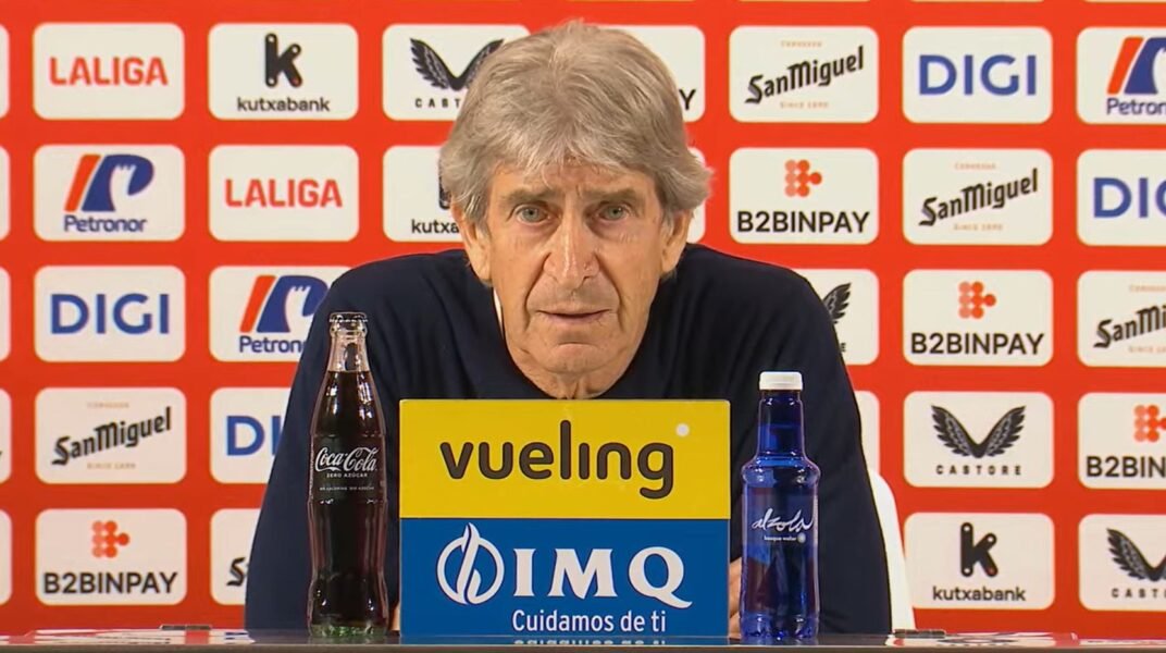 Pellegrini en la rueda de prensa posterior al choque en Bilbao