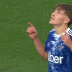 Jesús Rodríguez celebrando un gol con el Como