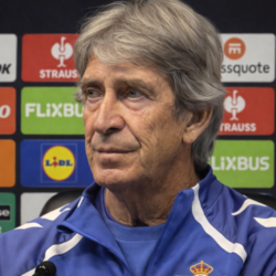 Pellegrini en la rueda de prensa previa al Braga