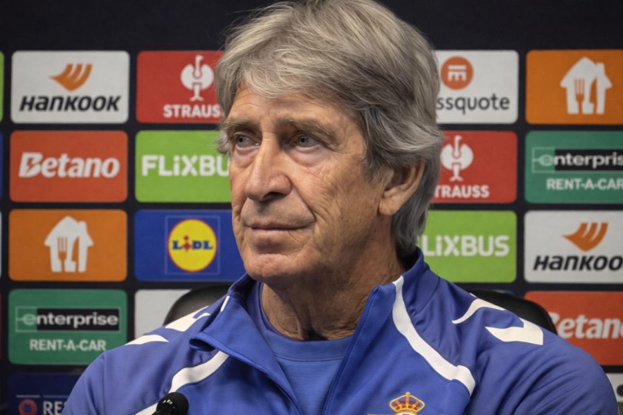 Pellegrini en la rueda de prensa previa al Braga
