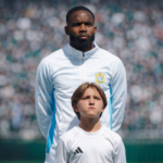 Bakambu en la previa de un partido con el Congo
