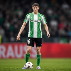 Altimiras circulando el balón en un partido con el Betis