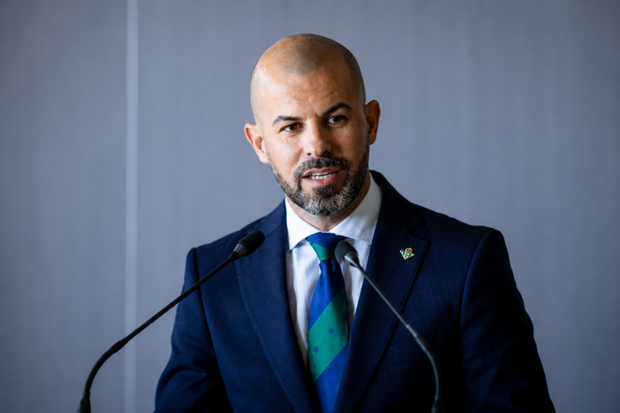 Manu Fajardo, durante una presentación del Betis