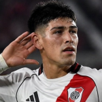 Lautaro Rivero, celebrando un gol con River Plate