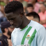 Bouare en la previa de un partido del Betis Deportivo