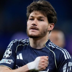 Fran García celebrando un gol con el Madrid